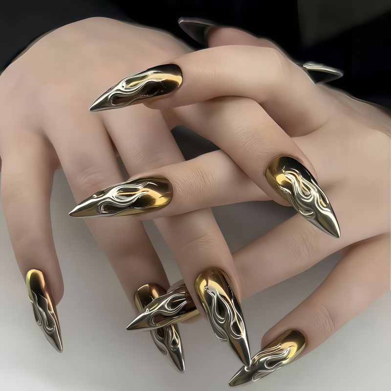 Nail Art Chrome - 24 шт. 3D хромированные серебристо-золотые накладные