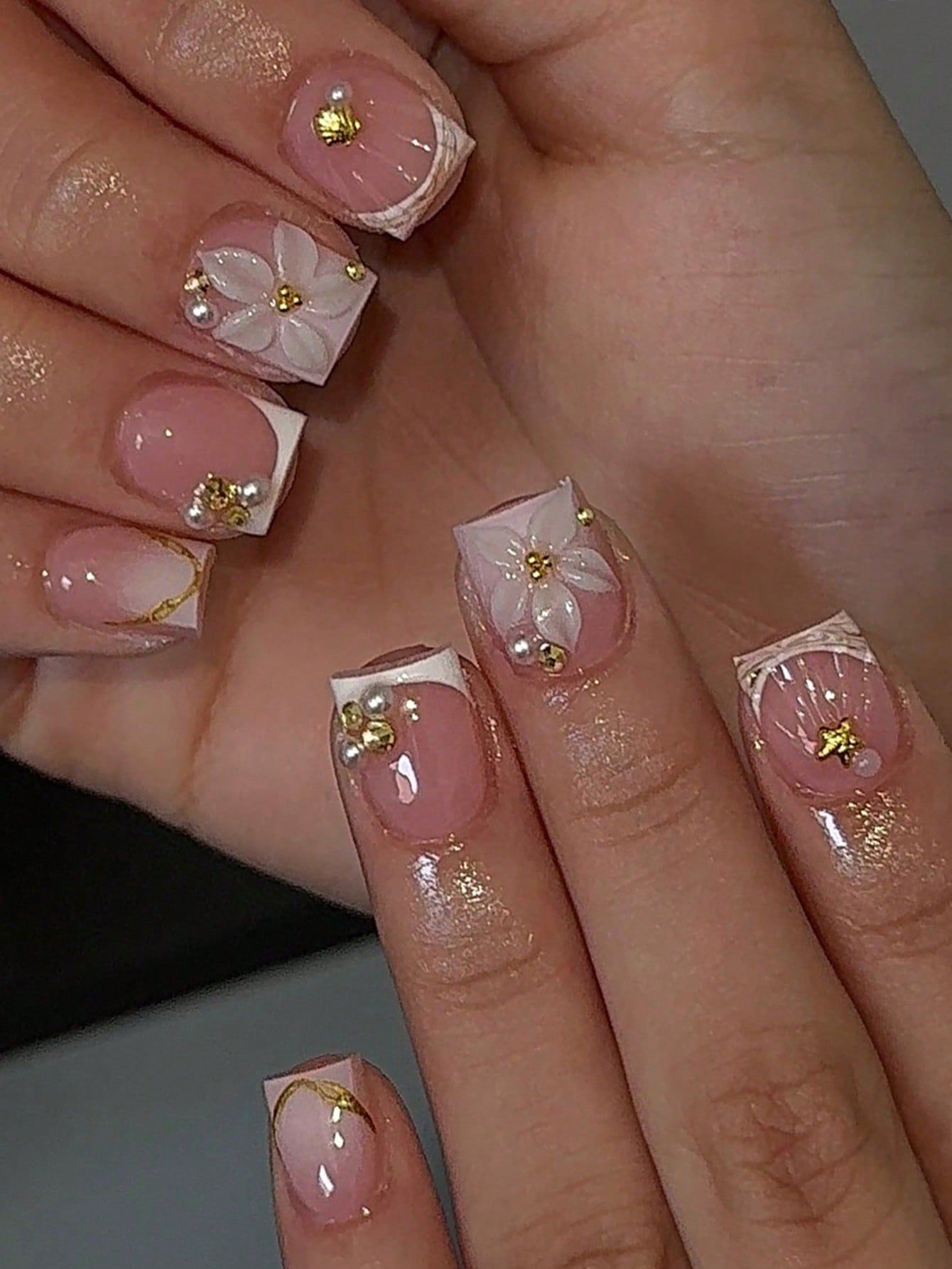 Nail Art Chrome - 24 шт. коротких квадратных белых акриловых