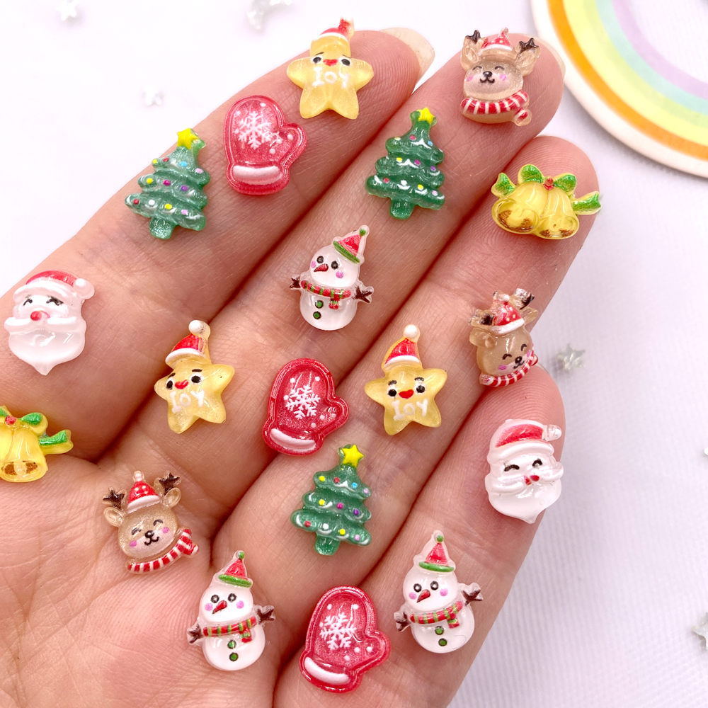 Nail Art Xmas - 50 шт., пластиковые разноцветные мини-фигурки для
