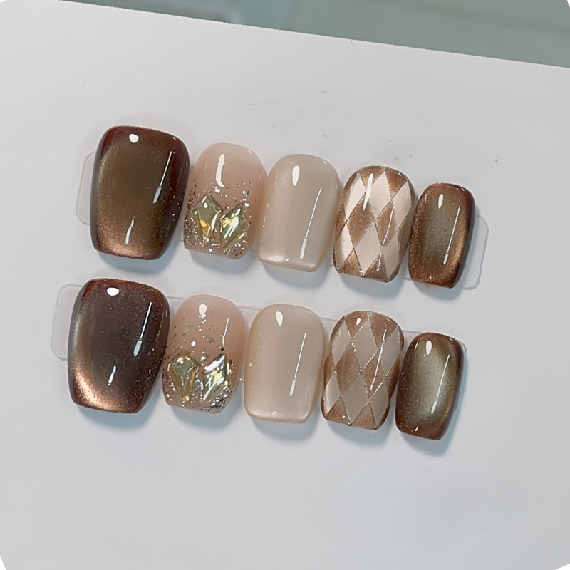 Nail Art Cat Eye - 10 шт. Накладные ногти ручной работы,