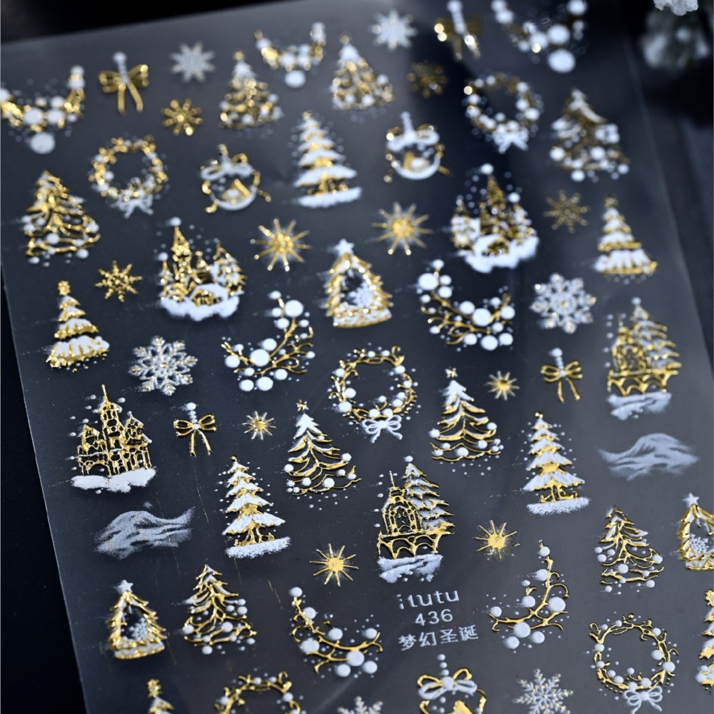 5D тисненный золотой замок/гир – обзор и цена Nail Art Xmas