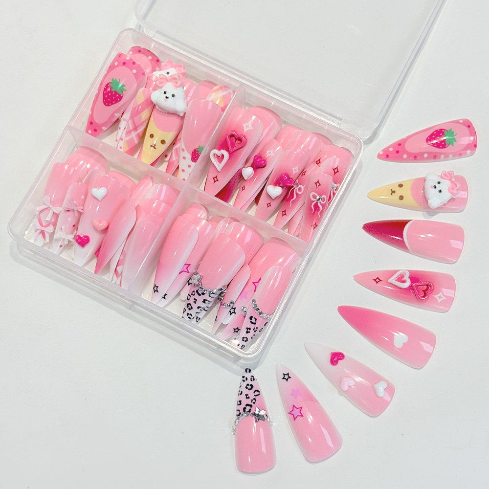 96 шт. розовых длинных накладн – обзор и цена Nail Art Y2K