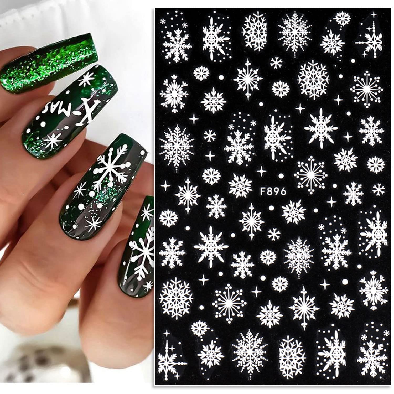 3D снежинки, наклейки для диза – обзор и цена Nail Art Xmas